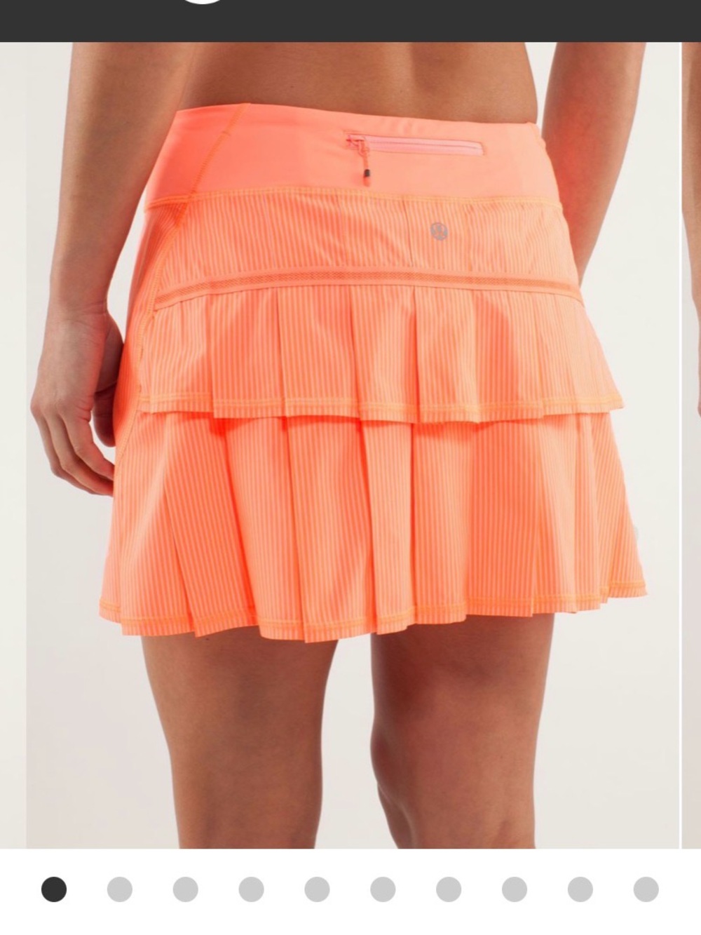 VINTAGE 2013 lululemon sz 8 Tall Pace Setter Skirt Wagon Stripe Pop Orange